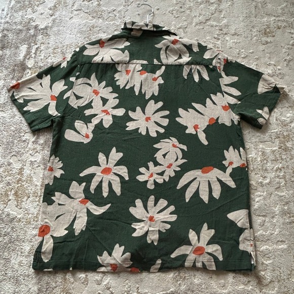 Porter & Ash Men's Green Floral Print Linen Blend Short Sleeve Shirt NWT - L - Picture 5 of 5